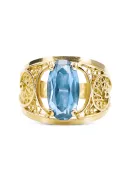 Anneau Style vintage Aigue-marine Or jaune 14 carats vrc057y